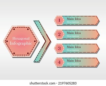 Infographic with four branches for presenting hierarchy, ideas, plans, and many other uses. It should be beneficial to people in business, media, academia, art, or any relevant fields.