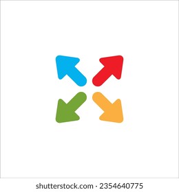 Infographic four colorful arrows point out from the center. Expand Arrows icon. Stock vector illustration isolated