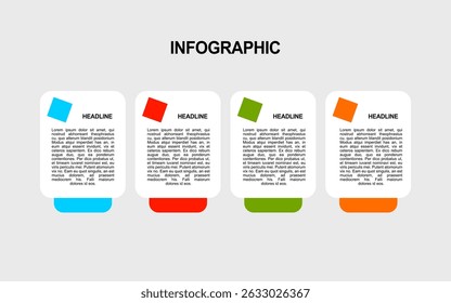 Infographic with four colorful boxes.