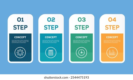Infographic Four Step Process With Icons and Concepts
