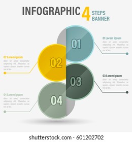 Infographic four steps banner with circular elements. Vector illustration.