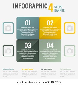 Infographic four steps banner. Vector illustration for your creative editing.