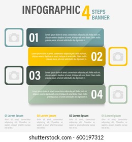Infographic four steps banner. Vector illustration for your creative editing.