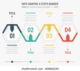 Info-graphic four steps banner. Vector illustration. Can be used for layout, workflow or number options.