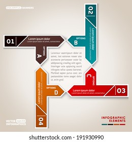 Infographic frame of arrow shaped tags