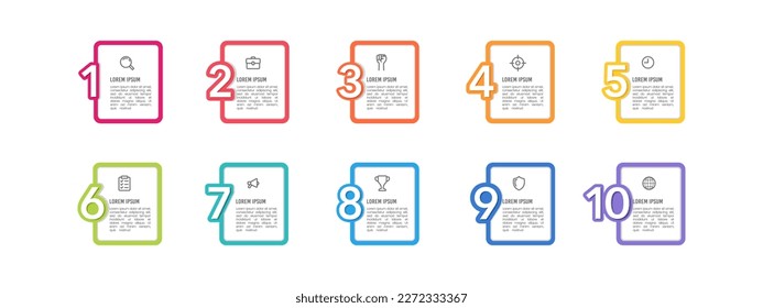 Infographic frame label number with 10 options or steps. Business presentation. Vector illustration.