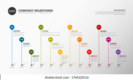 Infographic full year timeline template with droplets