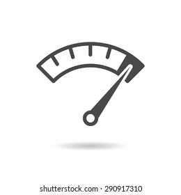 Info-graphic gauge element. Speedometer icon or sign with arrow. Vector.