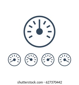 Info-graphic gauge elements. Speedometer set icons or sign with arrow. Vector. 

