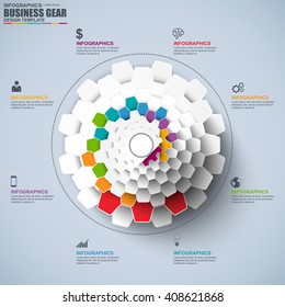 Infographic gear chart vector design template. Can be used for workflow, cycle diagram, circular, infographic banner, number options, design, infographic elements, set information infographics.