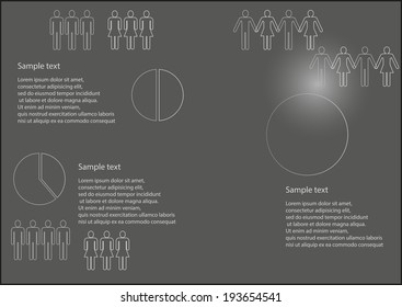 Infographic with gender issue and graphs