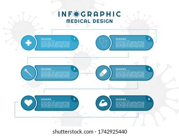 Infografisches geometrisches Kreisform Design Symbol für medizinischen Schritt zu gesund. Vektorgrafik.