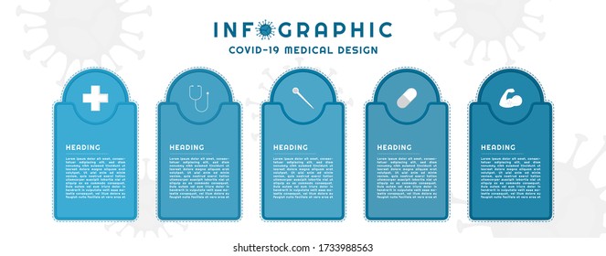 Infographic geometric shape for medical step to healthy with space for text. vector illustration.