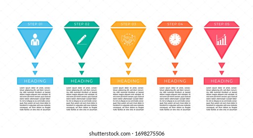 Infographic geometric triangle shape design colorful work step to success. vector illustration.