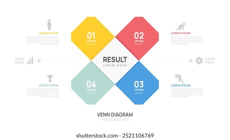 Infographic geometric Venn diagram chart template for business start up presentation with venn diagram elements vector illustration.
