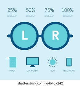 Infographic of glasses elements icon concept.