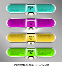 Infographic with glossy labels, Vector Illustration