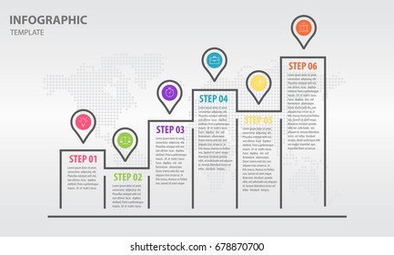 Infographic graph design template, 6 step