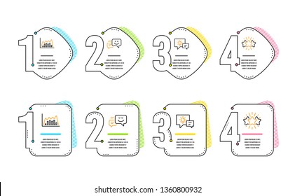 Infographic graph, Idea lamp and Happy emotion icons simple set. Star sign. Line diagram, Business energy, Web chat. Customer feedback. Business set. Infographic timeline. Line infographic graph icon