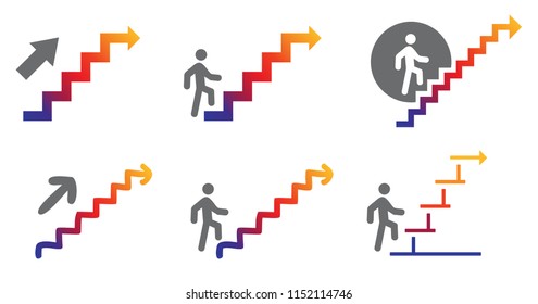 infographic graph presentation stairs up walking Vector eps Stairs climbing walking set Go down up exit Man person running Foot Walks walking icon  steps footstep fun funny Timeline marketing icons