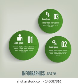 Infographic with green badges. Vector eps 10.