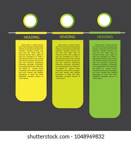 Info-graphic green color collection with 3 options, timelines or processes, presentation. you can add text, content, logo and other in blank space.