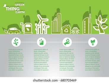 Infographic green concept background . Vector infographic illustration