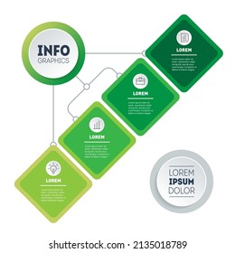 Infographic of green technology or education process with four steps. Eco Business presentation with 4 options. Web Template of a sales pipeline or info chart. 4 steps diagram.