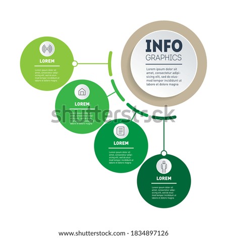 Infographic of green technology or education process with four steps. Web Template of a sales pipeline, info chart or diagram. Annual report. Eco Business presentation with 4 options.