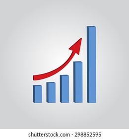 Infographic. Growing graph shows profit. Vector illustration.