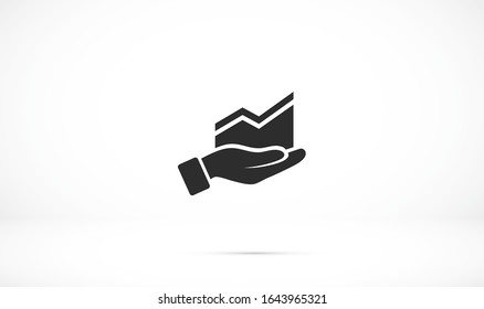Infographic with hand, chart icon, vector illustration. Flat design style