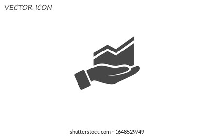 Infographic with hand, chart icon, vector illustration. Flat design style