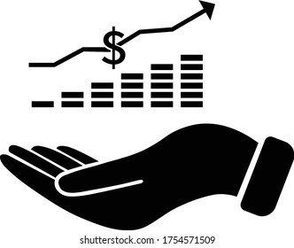 Infographic with hand, chart icon, vector illustration