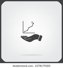 Infografía con mano, icono de gráfico, ilustración vectorial