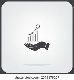 Infographic with hand, chart icon, vector illustration