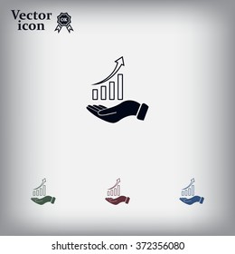 Infographic with hand, chart icon, vector illustration