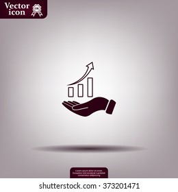 Infographic with hand, chart icon, vector illustration