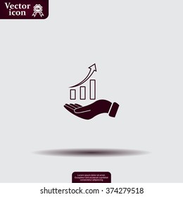 Infographic with hand, chart icon, vector illustration