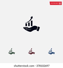 Infographic with hand, chart icon, vector illustration