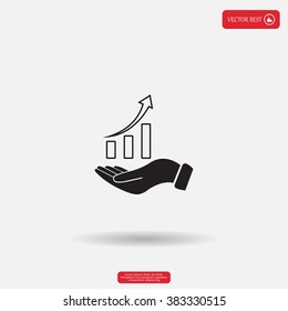 Infographic with hand, chart icon, vector illustration