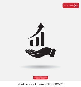 Infographic with hand, chart icon, vector illustration. Flat design style