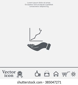 Infographic with hand, chart icon, vector illustration
