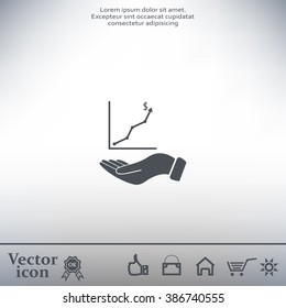 Infographic with hand, chart icon, vector illustration