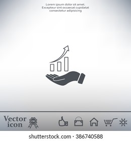 Infographic with hand, chart icon, vector illustration