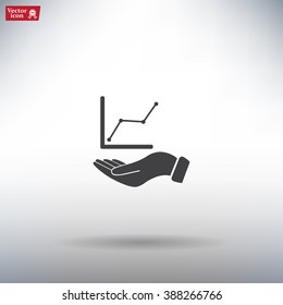Infographic with hand, chart icon, vector illustration