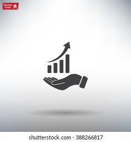 Infographic with hand, chart icon, vector illustration