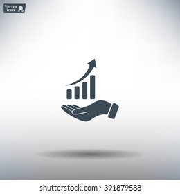 Infographic with hand, chart icon, vector illustration