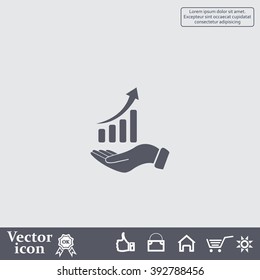 Infographic with hand, chart icon, vector illustration