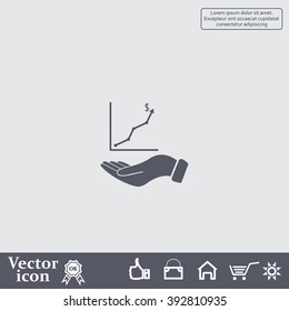 Infographic with hand, chart icon, vector illustration