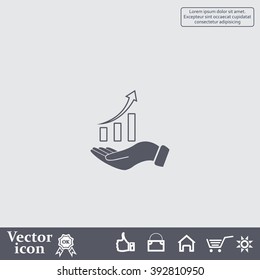Infographic with hand, chart icon, vector illustration